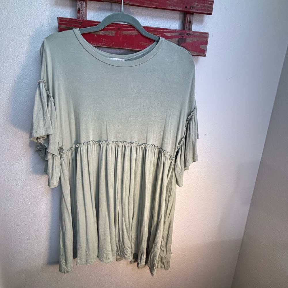Altar'd State Sage Green Ruffle Tunic